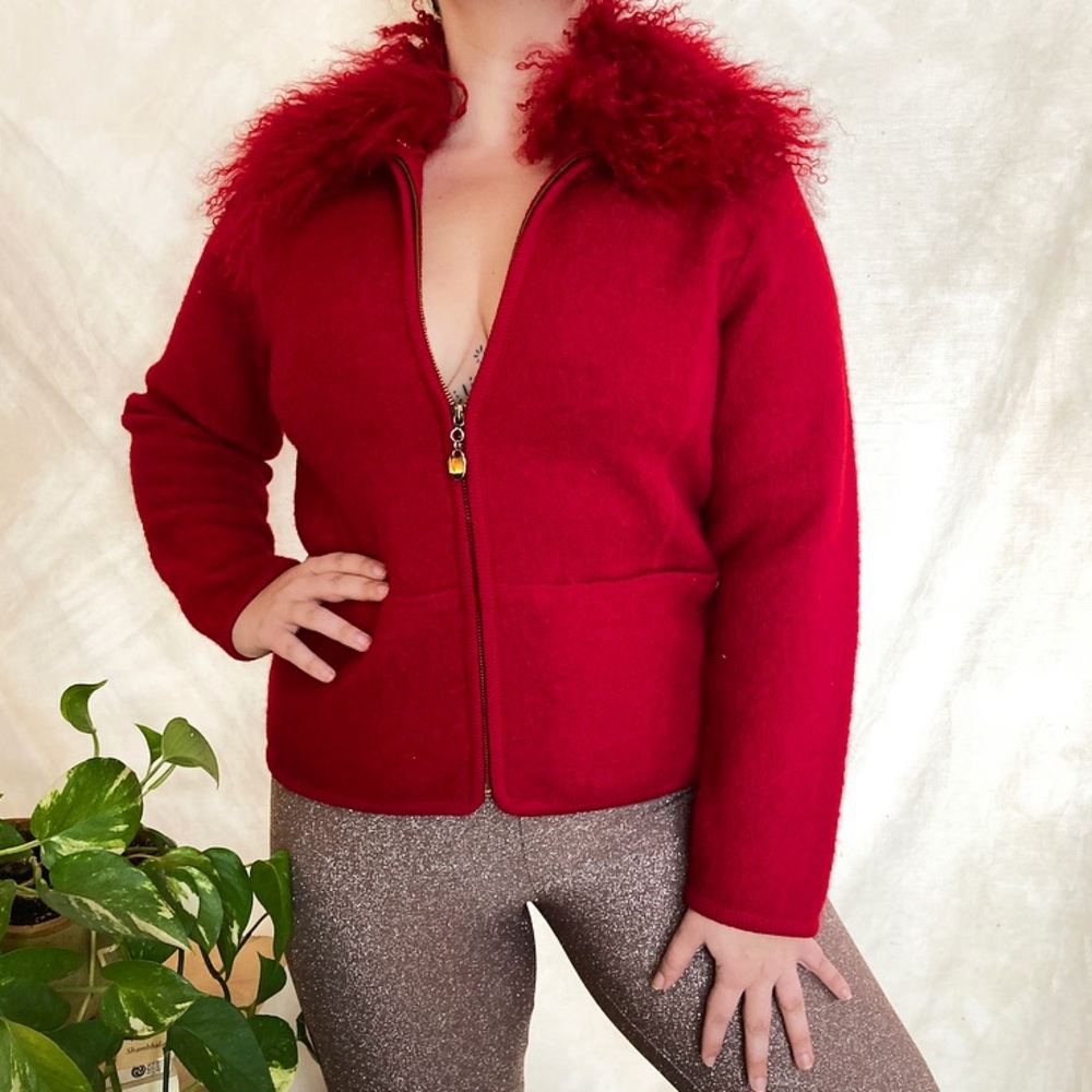 Vintage | Wool afghan shaggy cardigan • Lisa International • size S